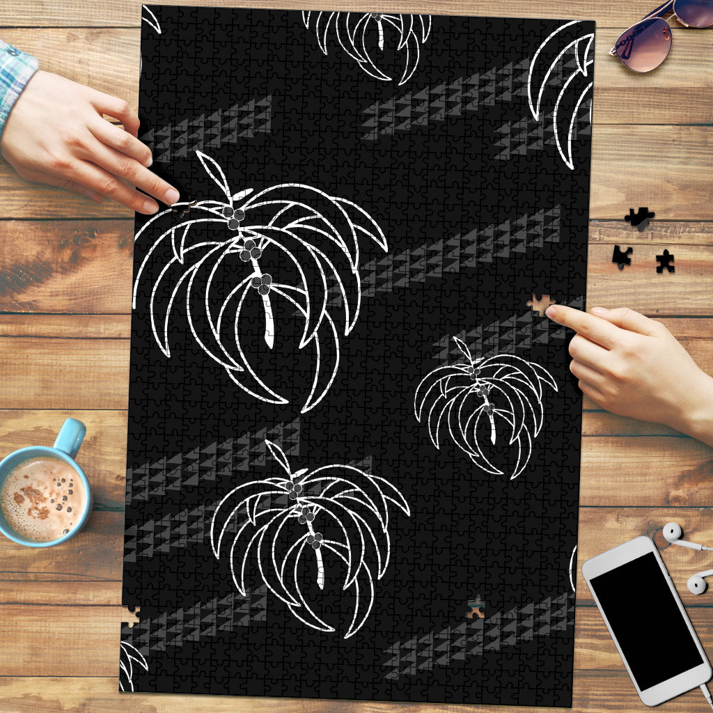 Aloha Hawaii Acacia Koa Leaves Puzzle Black Kakau Tribal Pattern LT05 Black - Polynesian Pride