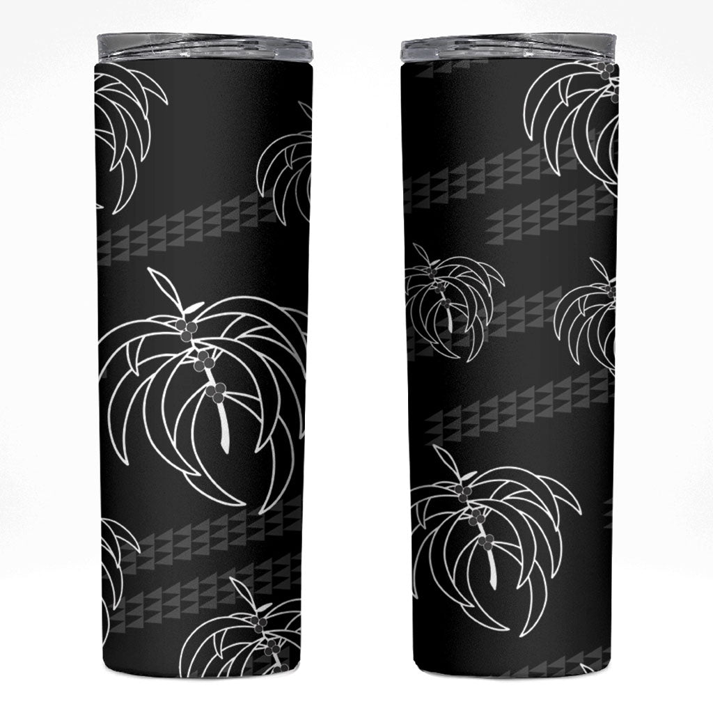 Aloha Hawaii Acacia Koa Leaves Skinny Tumbler Black Kakau Tribal Pattern LT05 Black - Polynesian Pride