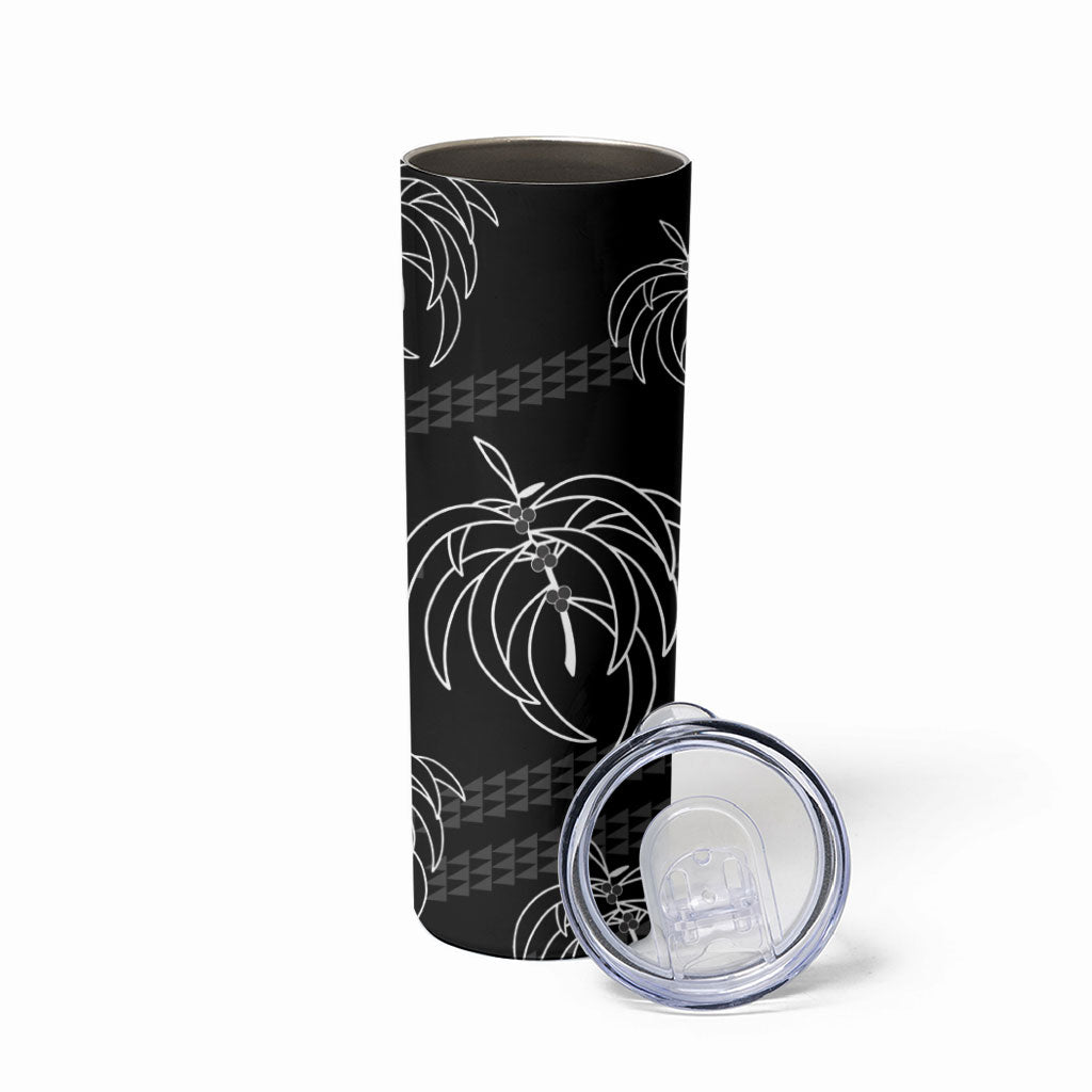 Aloha Hawaii Acacia Koa Leaves Skinny Tumbler Black Kakau Tribal Pattern LT05 - Polynesian Pride