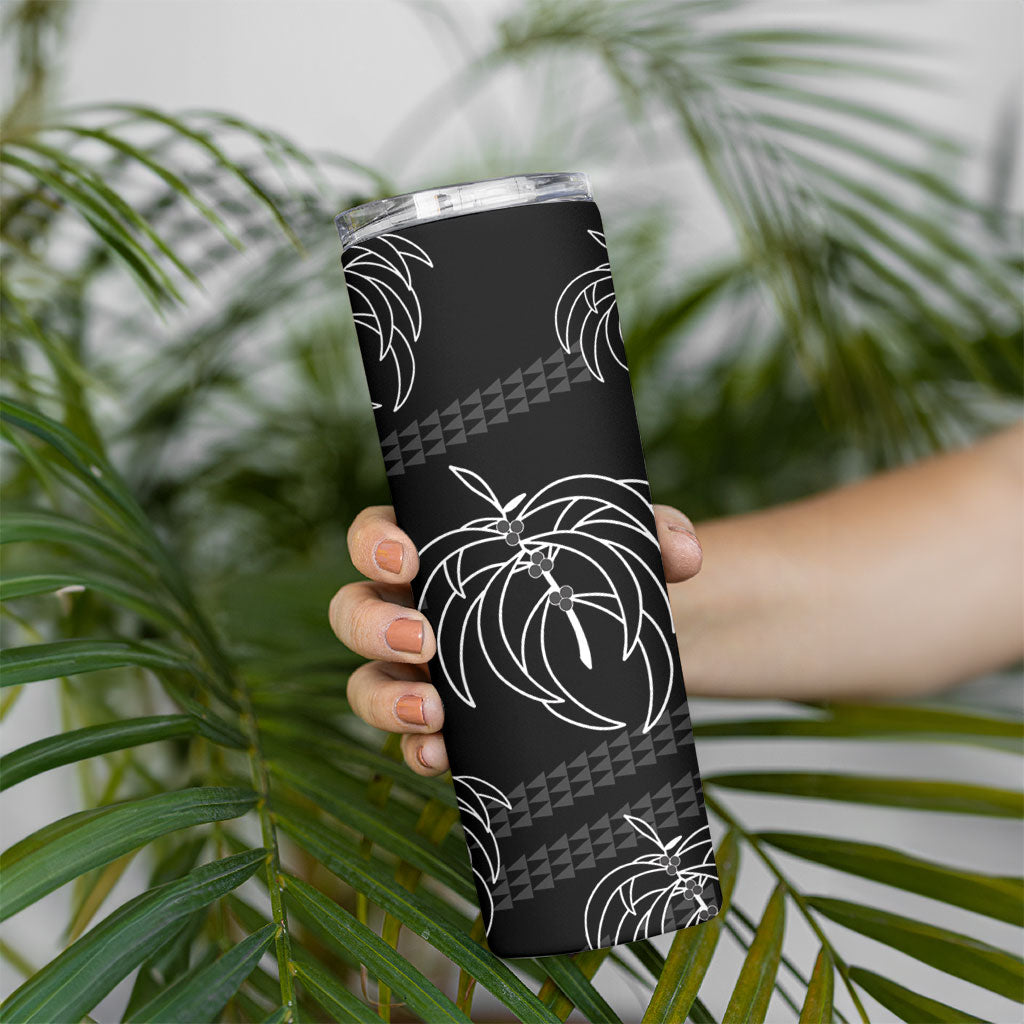 Aloha Hawaii Acacia Koa Leaves Skinny Tumbler Black Kakau Tribal Pattern LT05 - Polynesian Pride