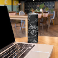 Aloha Hawaii Acacia Koa Leaves Skinny Tumbler Black Kakau Tribal Pattern LT05 - Polynesian Pride