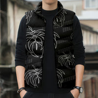 Aloha Hawaii Acacia Koa Leaves Sleeveless Puffer Jacket Black Kakau Tribal Pattern LT05 - Polynesian Pride