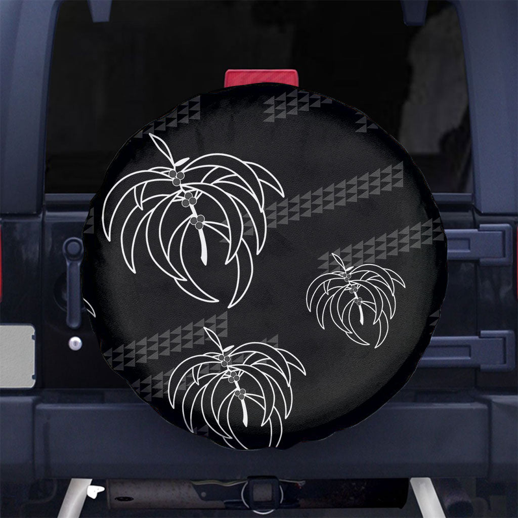 Aloha Hawaii Acacia Koa Leaves Spare Tire Cover Black Kakau Tribal Pattern LT05 No hole Black - Polynesian Pride