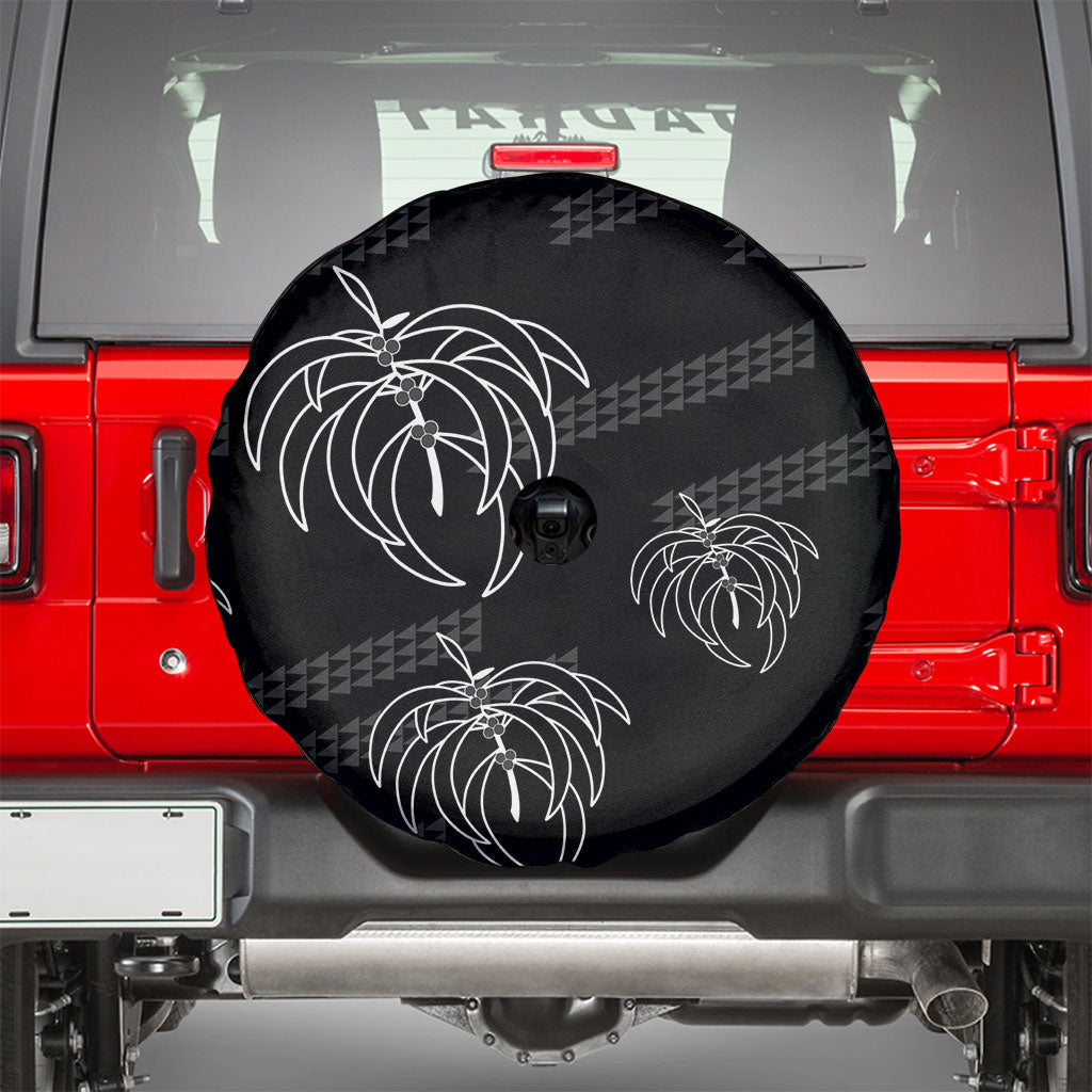 Aloha Hawaii Acacia Koa Leaves Spare Tire Cover Black Kakau Tribal Pattern LT05 - Polynesian Pride