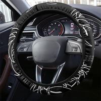 Aloha Hawaii Acacia Koa Leaves Steering Wheel Cover Black Kakau Tribal Pattern LT05 - Polynesian Pride