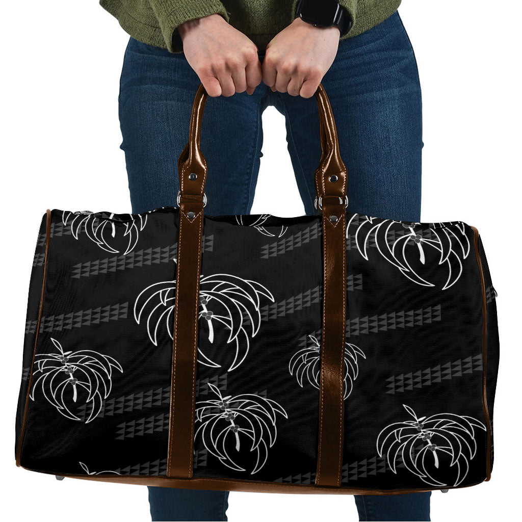 Aloha Hawaii Acacia Koa Leaves Travel Bag Black Kakau Tribal Pattern LT05 Black - Polynesian Pride