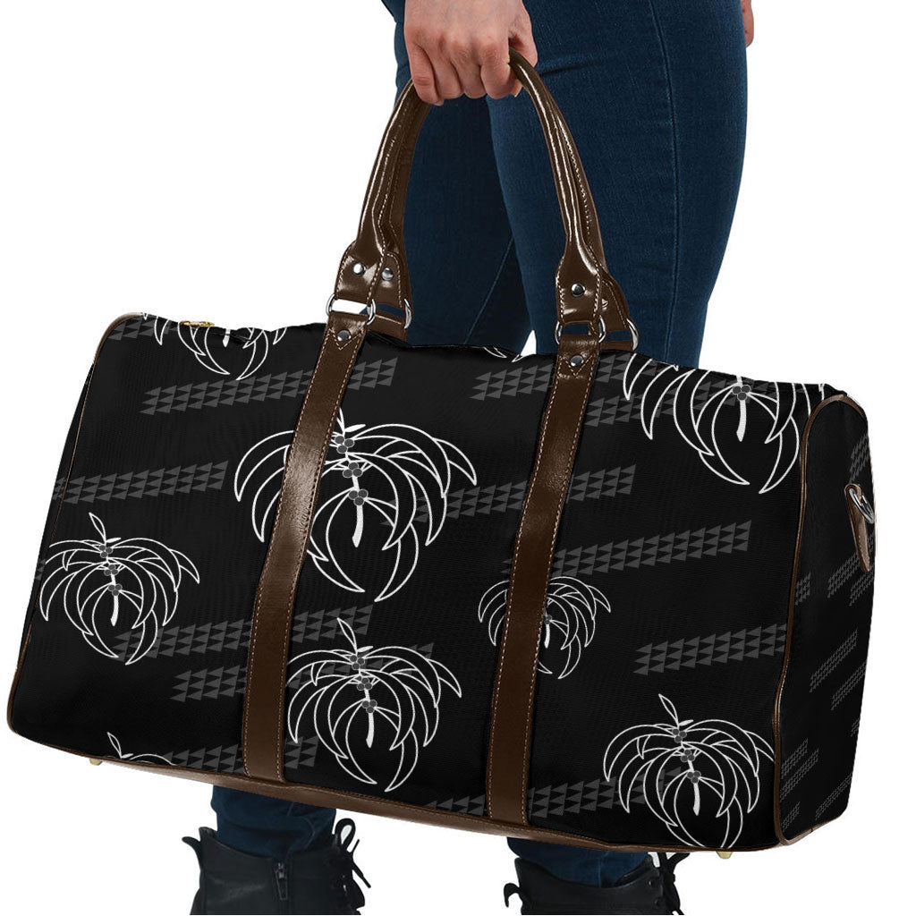 Aloha Hawaii Acacia Koa Leaves Travel Bag Black Kakau Tribal Pattern LT05 - Polynesian Pride