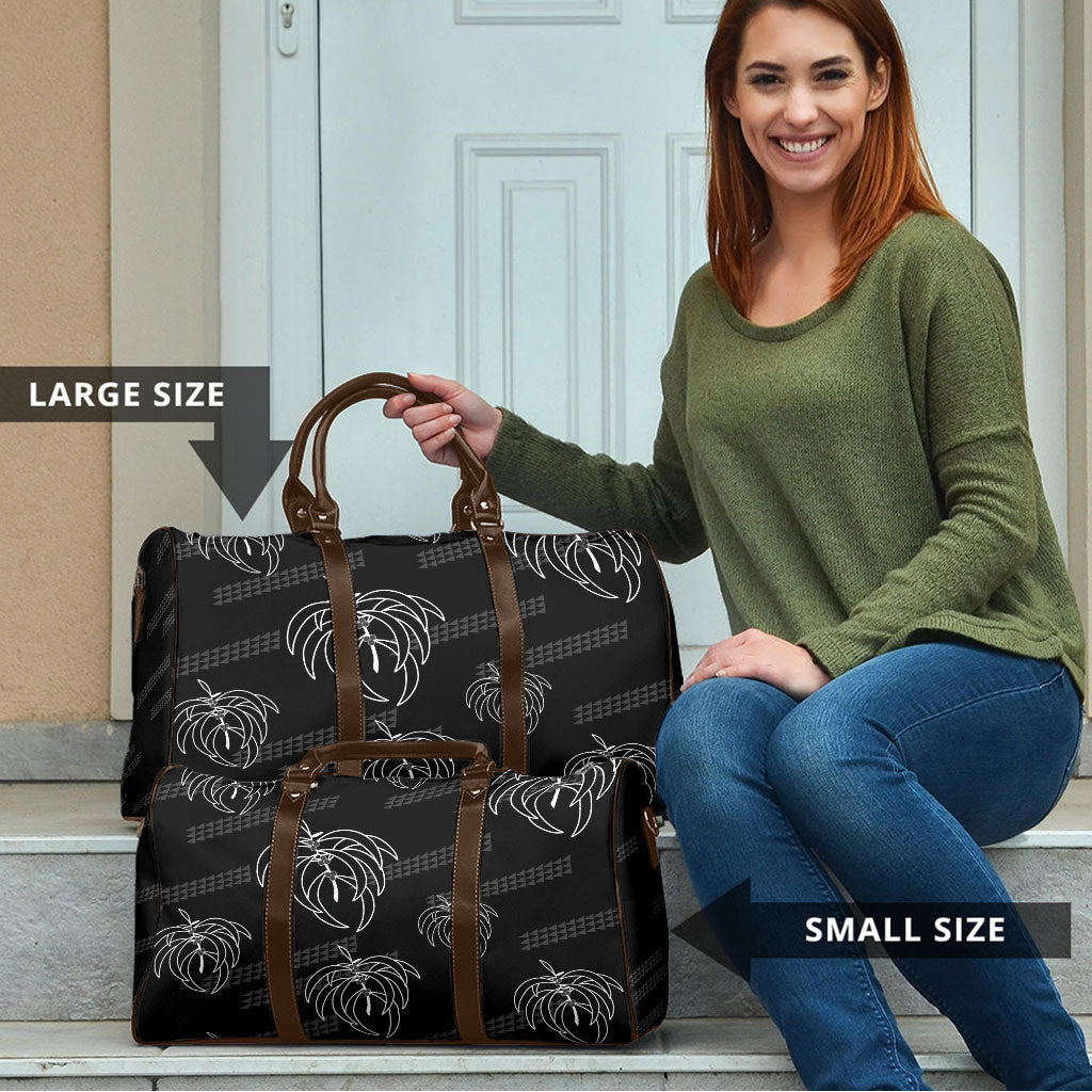 Aloha Hawaii Acacia Koa Leaves Travel Bag Black Kakau Tribal Pattern LT05 - Polynesian Pride