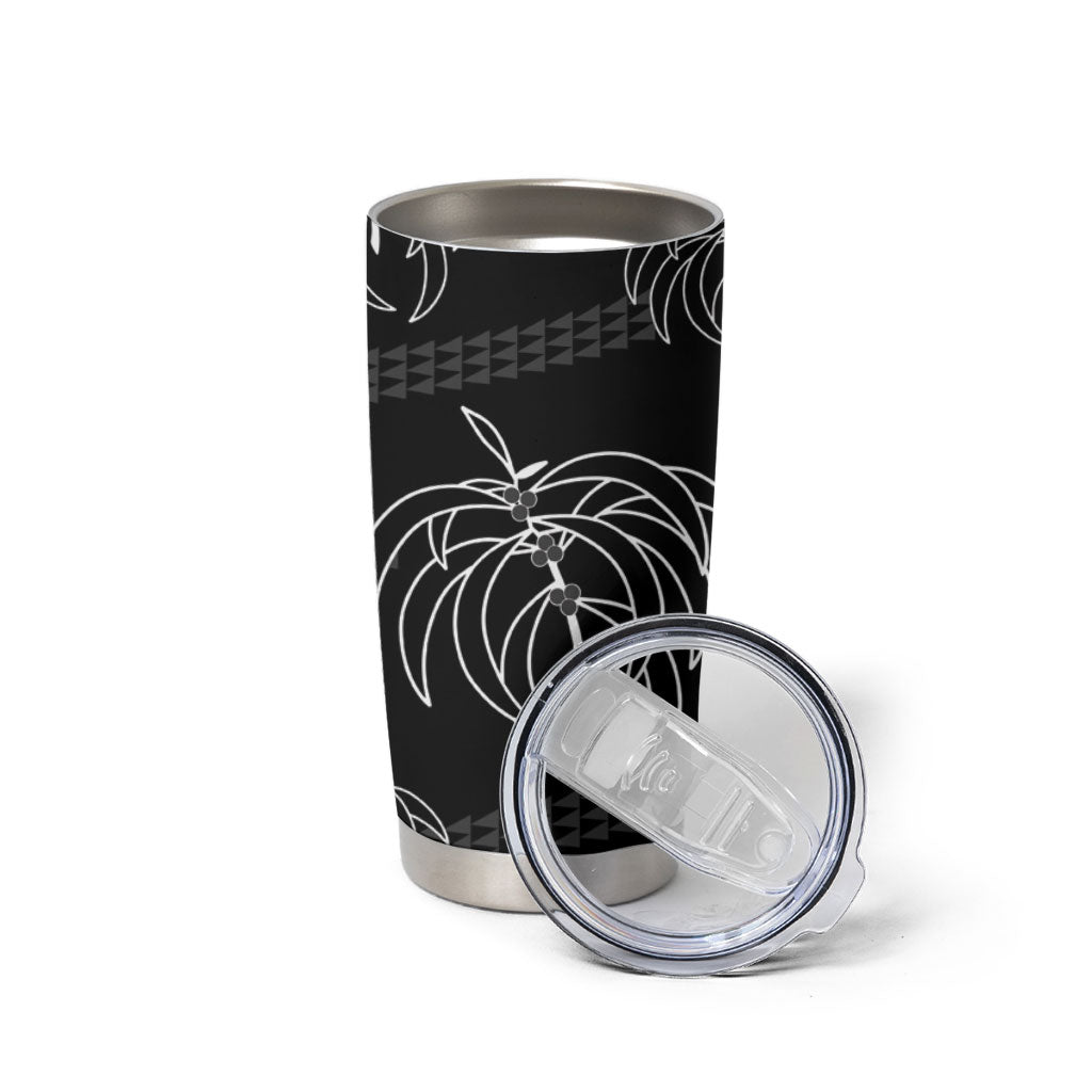 Aloha Hawaii Acacia Koa Leaves Tumbler Cup Black Kakau Tribal Pattern LT05 - Polynesian Pride