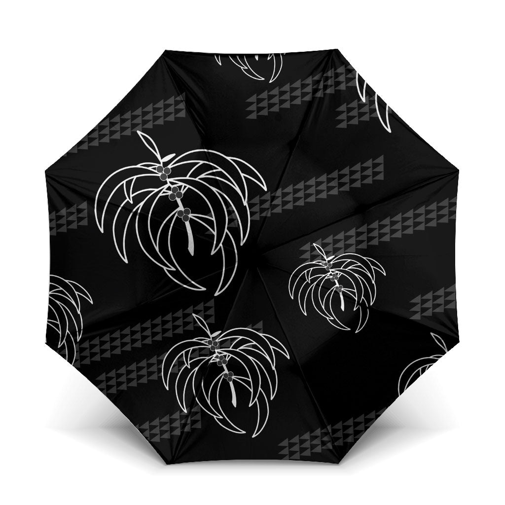Aloha Hawaii Acacia Koa Leaves Umbrella Black Kakau Tribal Pattern LT05 One Size Folded 11.42 inch Opened Diameter 37.4 inch Black - Polynesian Pride