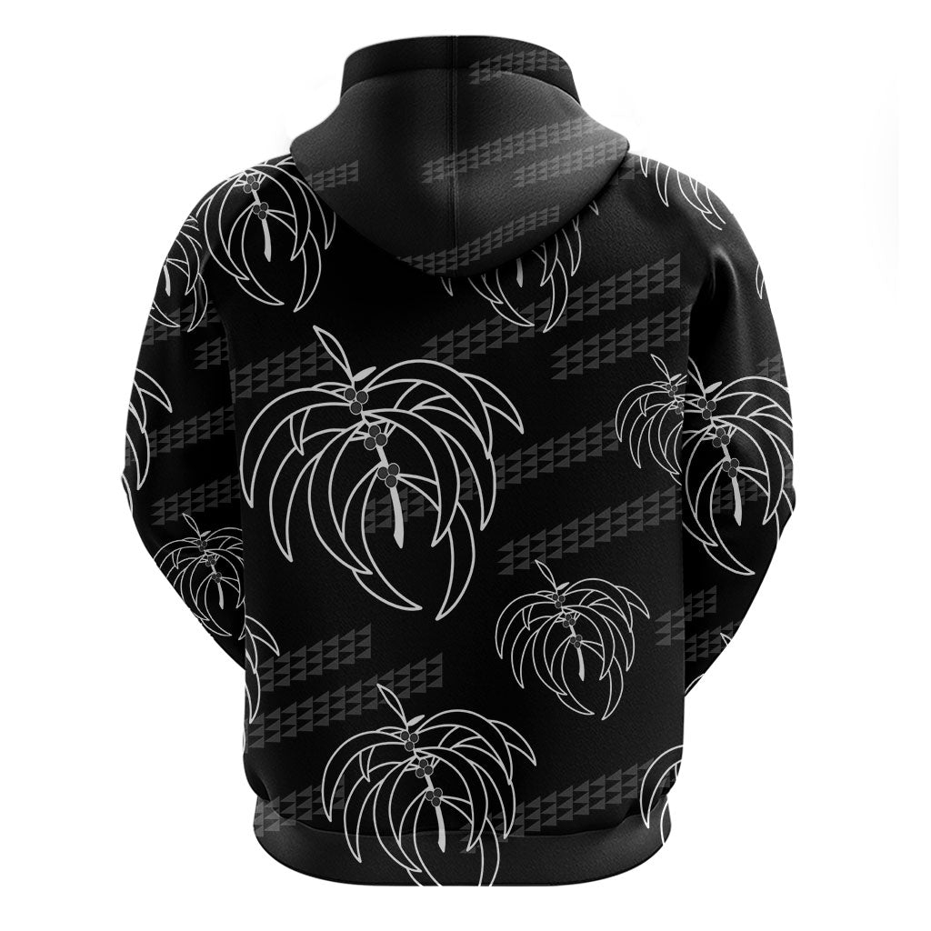 Aloha Hawaii Acacia Koa Leaves Zip Hoodie Black Kakau Tribal Pattern LT05 - Polynesian Pride