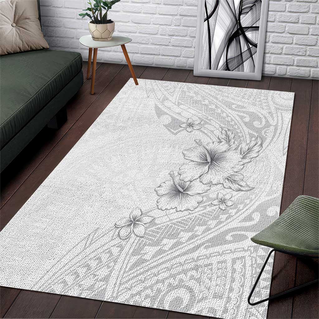 Lotu Tamaiti Samoa Area Rug White Sunday Polynesian Tribal Pattern Elegant Style