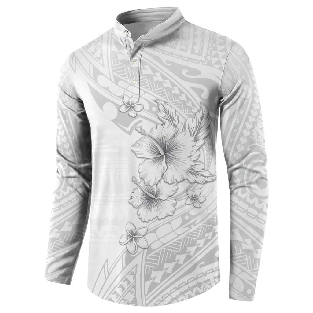 Lotu Tamaiti Samoa Button Sweatshirt White Sunday Polynesian Tribal Pattern Elegant Style