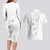 Lotu Tamaiti Samoa Couples Matching Long Sleeve Bodycon Dress and Hawaiian Shirt White Sunday Polynesian Tribal Pattern Elegant Style