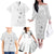 Lotu Tamaiti Samoa Family Matching Off The Shoulder Long Sleeve Dress and Hawaiian Shirt White Sunday Polynesian Tribal Pattern Elegant Style