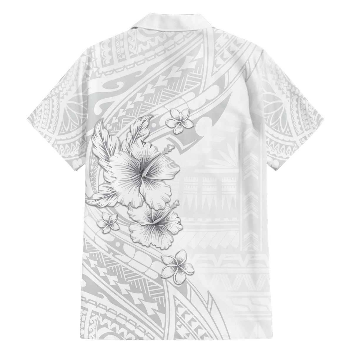 Lotu Tamaiti Samoa Family Matching Off The Shoulder Long Sleeve Dress and Hawaiian Shirt White Sunday Polynesian Tribal Pattern Elegant Style