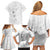 Lotu Tamaiti Samoa Family Matching Off Shoulder Short Dress and Hawaiian Shirt White Sunday Polynesian Tribal Pattern Elegant Style