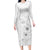 Lotu Tamaiti Samoa Long Sleeve Bodycon Dress White Sunday Polynesian Tribal Pattern Elegant Style