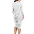 Lotu Tamaiti Samoa Long Sleeve Bodycon Dress White Sunday Polynesian Tribal Pattern Elegant Style