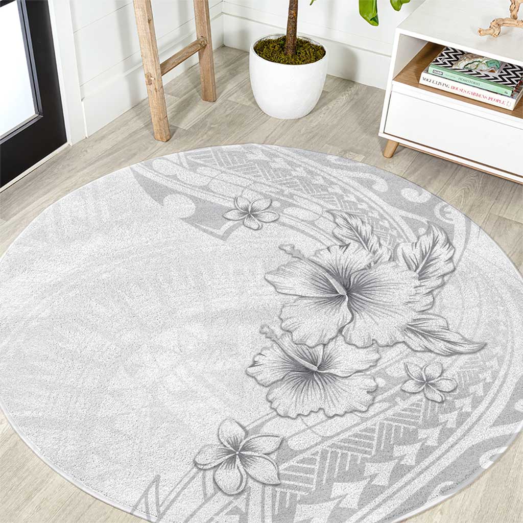 Lotu Tamaiti Samoa Round Carpet White Sunday Polynesian Tribal Pattern Elegant Style