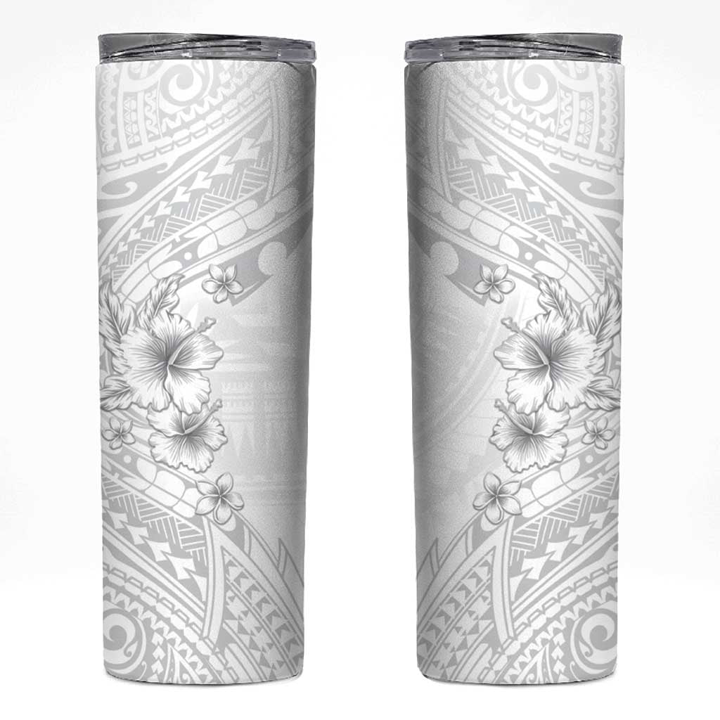 Lotu Tamaiti Samoa Skinny Tumbler White Sunday Polynesian Tribal Pattern Elegant Style