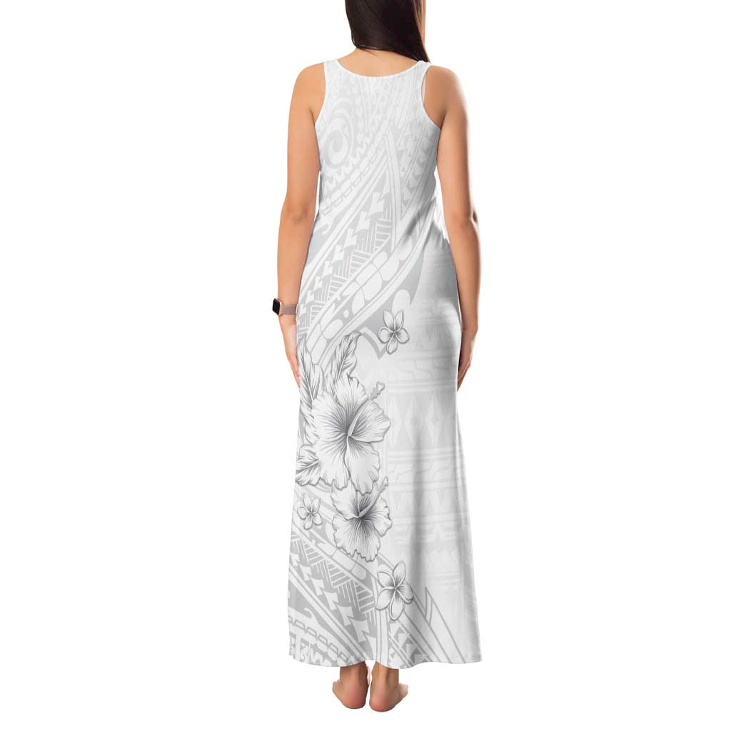 Lotu Tamaiti Samoa Tank Maxi Dress White Sunday Polynesian Tribal Pattern Elegant Style
