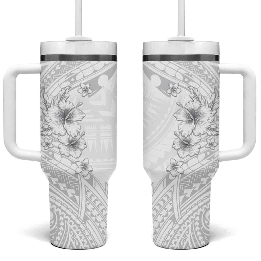 Lotu Tamaiti Samoa Tumbler With Handle White Sunday Polynesian Tribal Pattern Elegant Style