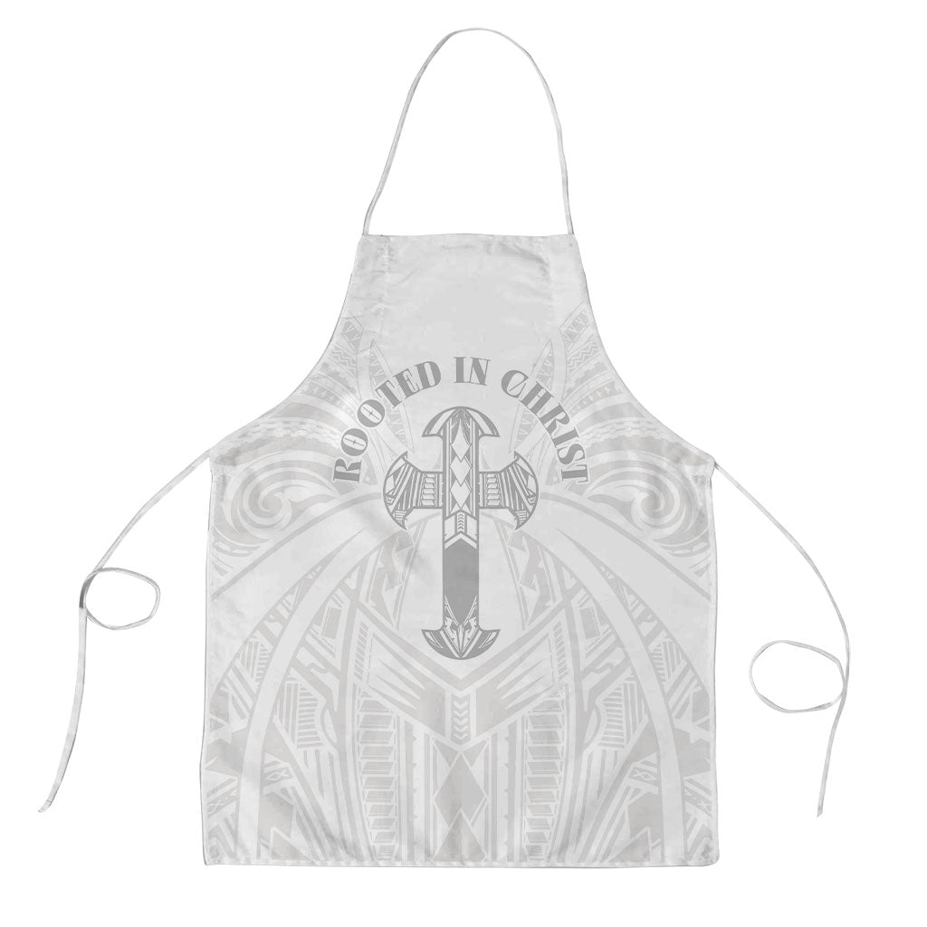 Samoa Christian Apron Rooted In Christ Polynesian Cross LT05 White - Polynesian Pride