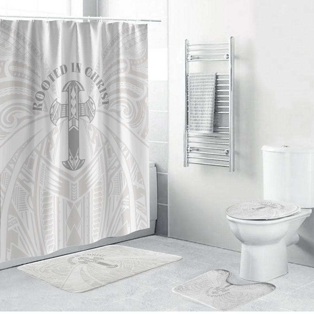 Samoa Christian Bathroom Set Rooted In Christ Polynesian Cross LT05 Bathroom Set (4 pcs) White - Polynesian Pride