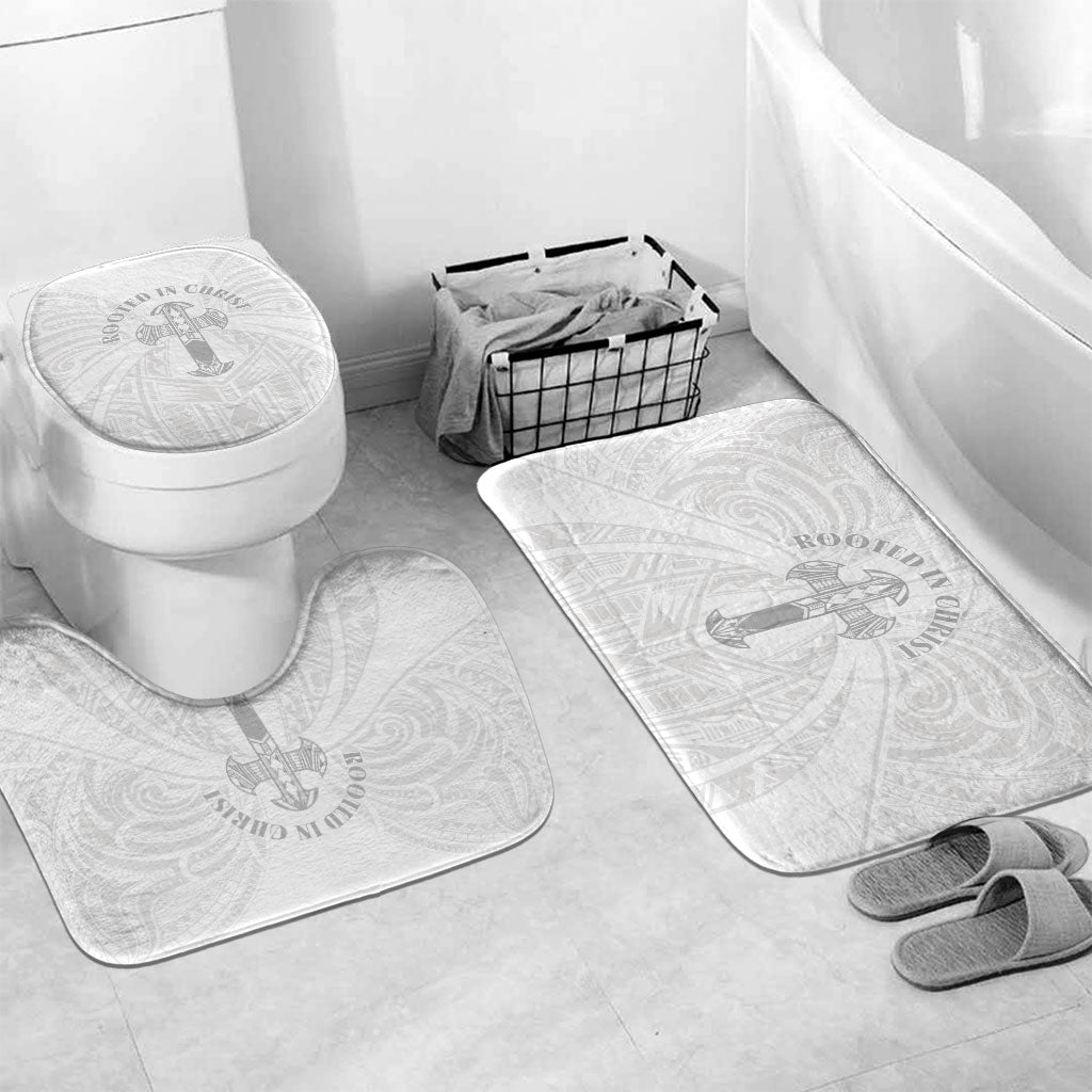 Samoa Christian Bathroom Set Rooted In Christ Polynesian Cross LT05 Mat Set Only (3 pcs) One Size White - Polynesian Pride