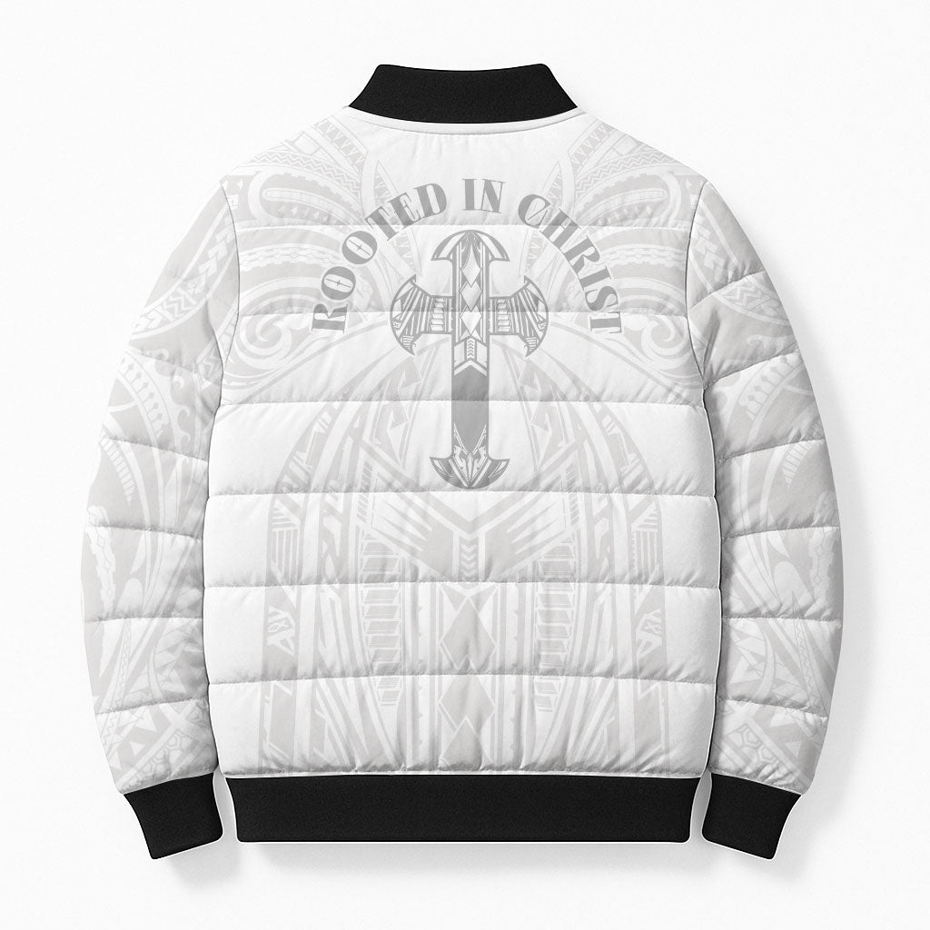 Samoa Christian Bomber Puffer Jacket Rooted In Christ Polynesian Cross LT05 - Polynesian Pride