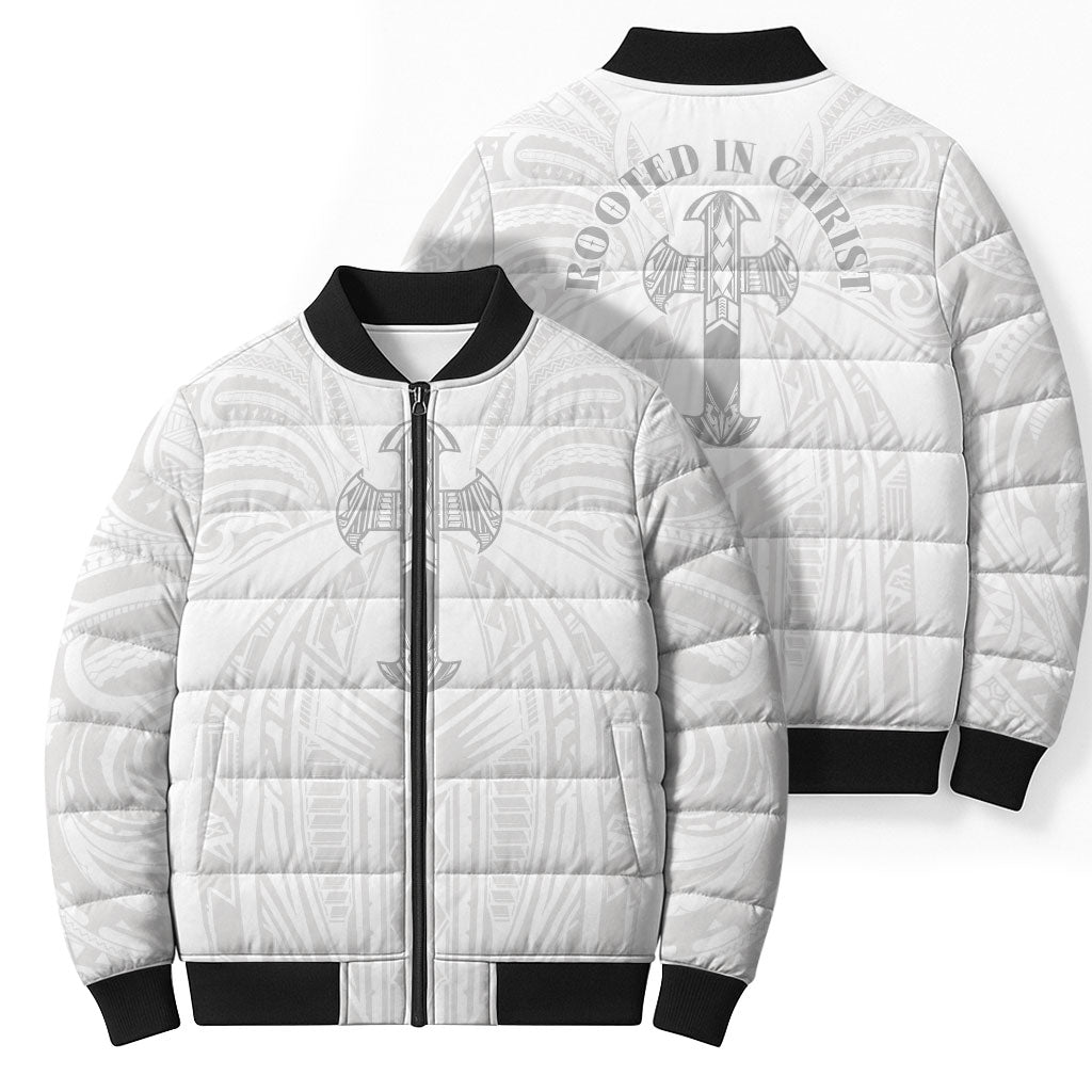 Samoa Christian Bomber Puffer Jacket Rooted In Christ Polynesian Cross LT05 - Polynesian Pride