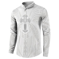Samoa Christian Button Sweatshirt Rooted In Christ Polynesian Cross LT05 - Polynesian Pride