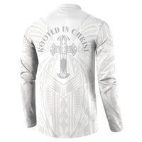 Samoa Christian Button Sweatshirt Rooted In Christ Polynesian Cross LT05 - Polynesian Pride