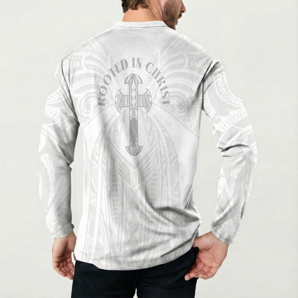Samoa Christian Button Sweatshirt Rooted In Christ Polynesian Cross LT05 - Polynesian Pride
