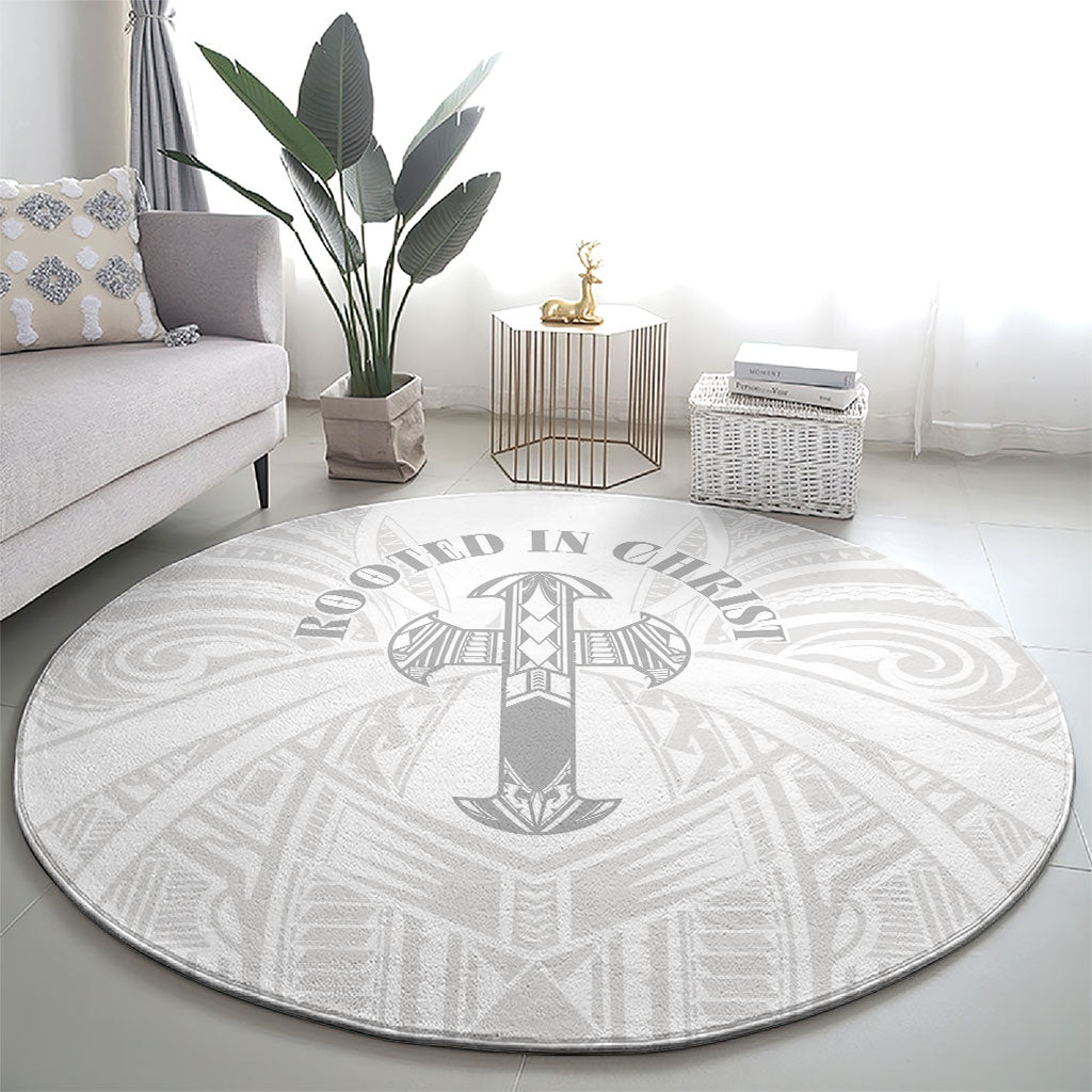 Samoa Christian Round Carpet Rooted In Christ Polynesian Cross LT05 - Polynesian Pride
