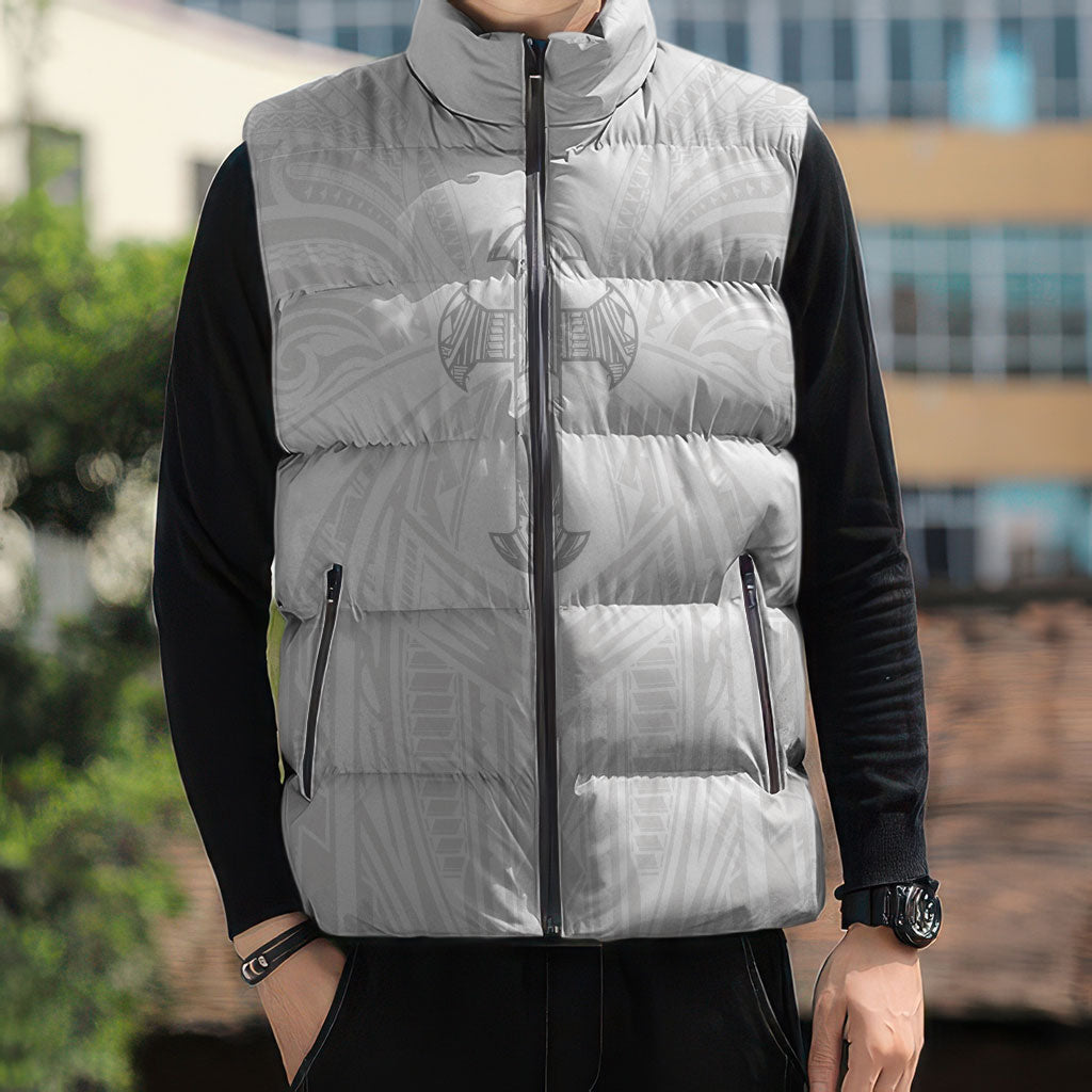 Samoa Christian Sleeveless Puffer Jacket Rooted In Christ Polynesian Cross