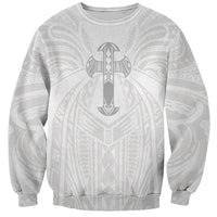 Samoa Christian Sweatshirt Rooted In Christ Polynesian Cross LT05 Unisex White - Polynesian Pride