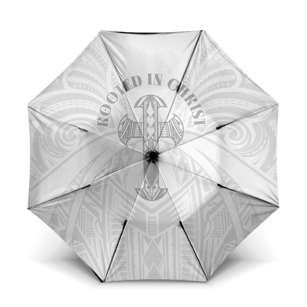 Samoa Christian Umbrella Rooted In Christ Polynesian Cross LT05 One Size Folded 11.42 inch Opened Diameter 37.4 inch White - Polynesian Pride