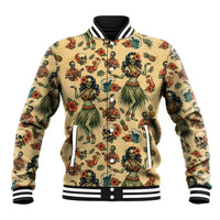 Hawaii Halloween Baseball Jacket Spooky Tropical Hula Zombie LT05 Unisex Beige - Polynesian Pride