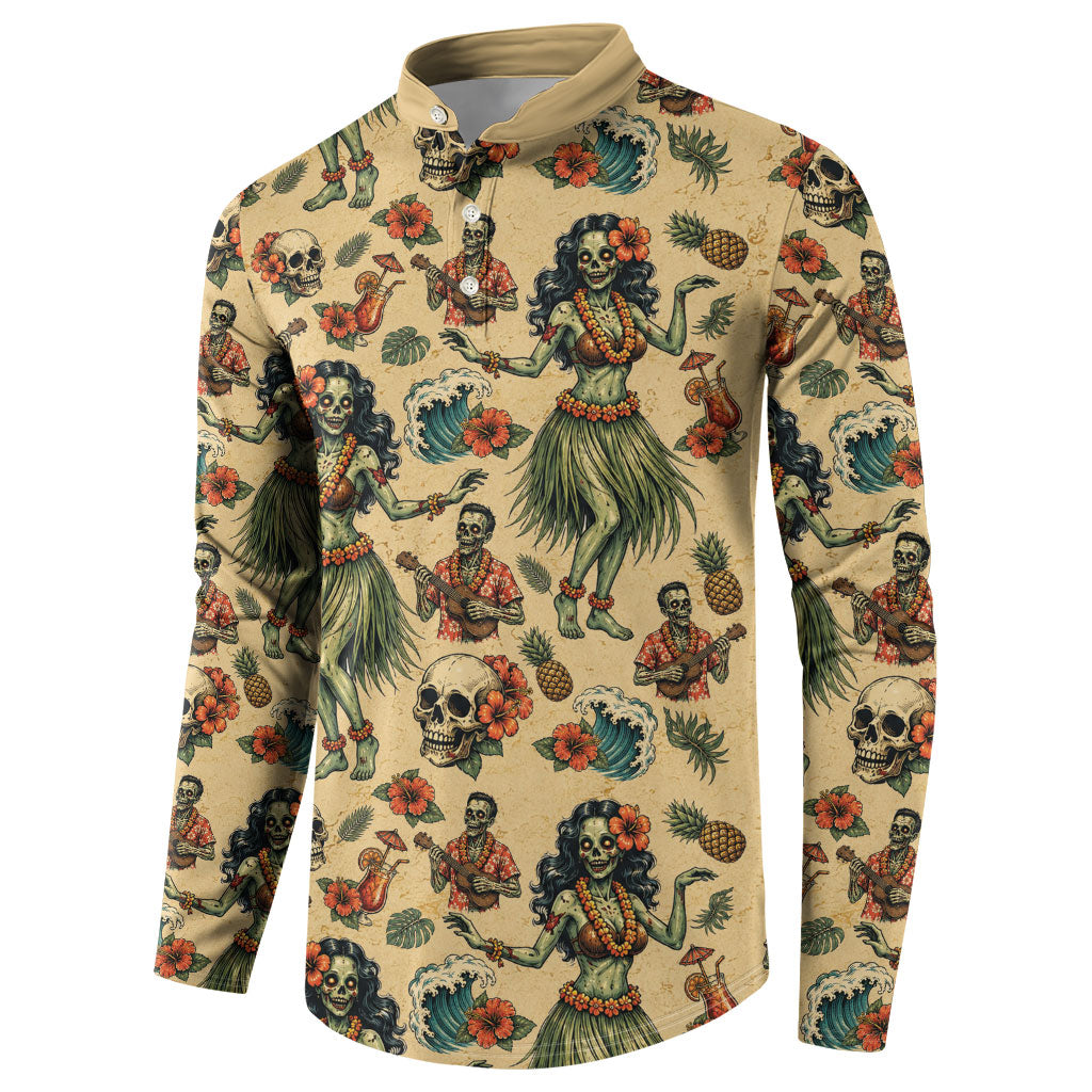 Hawaii Halloween Button Sweatshirt Spooky Tropical Hula Zombie LT05 - Polynesian Pride