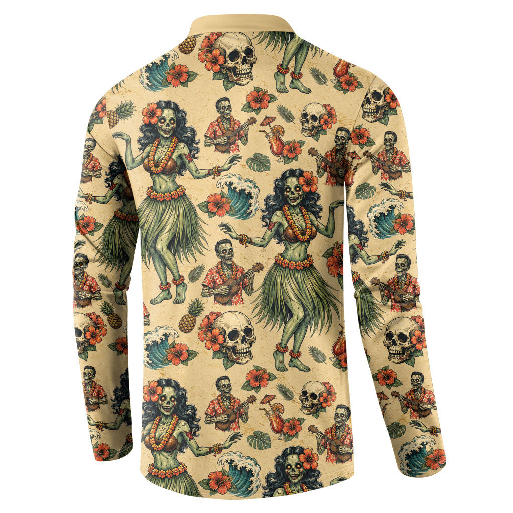 Hawaii Halloween Button Sweatshirt Spooky Tropical Hula Zombie LT05 - Polynesian Pride