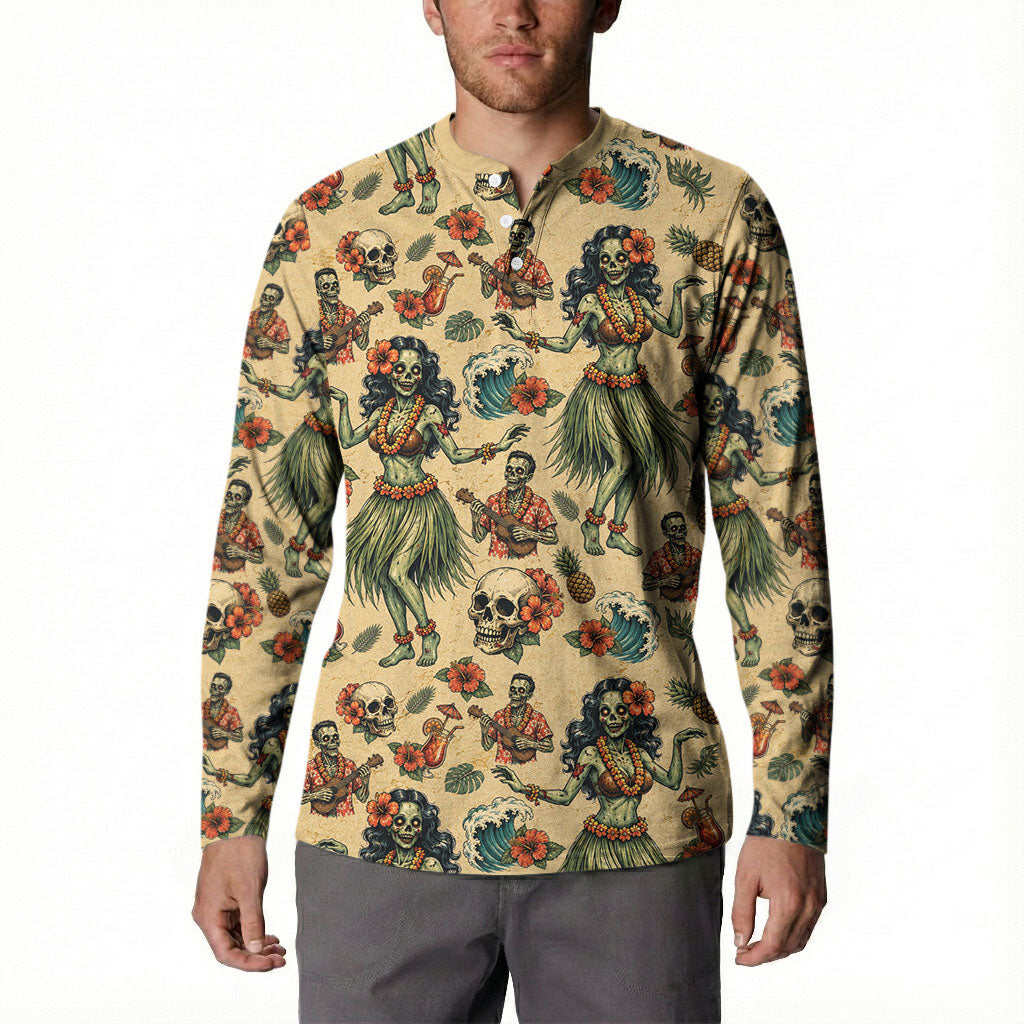 Hawaii Halloween Button Sweatshirt Spooky Tropical Hula Zombie LT05 - Polynesian Pride
