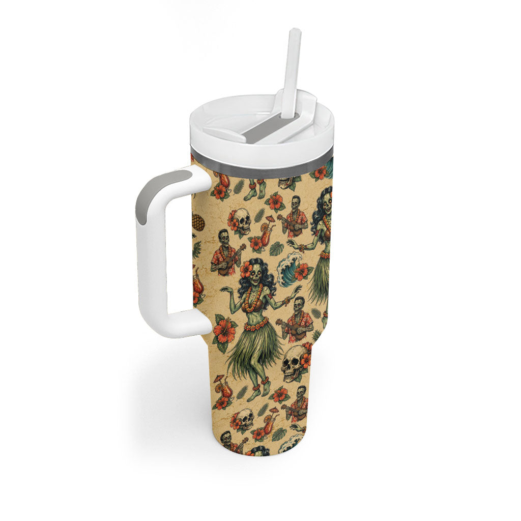 Hawaii Halloween Tumbler With Handle Spooky Tropical Hula Zombie LT05 - Polynesian Pride
