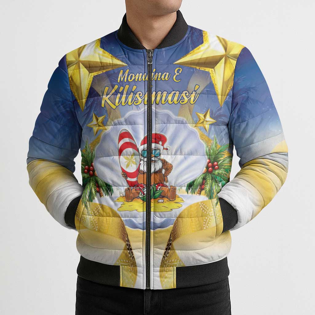 Niue Christmas Bomber Puffer Jacket Seashell Santa Beach Vibes - Polynesian Pride