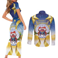 Niue Christmas Couples Matching Short Sleeve Bodycon Dress and Long Sleeve Button Shirt Seashell Santa Beach Vibes - Polynesian Pride