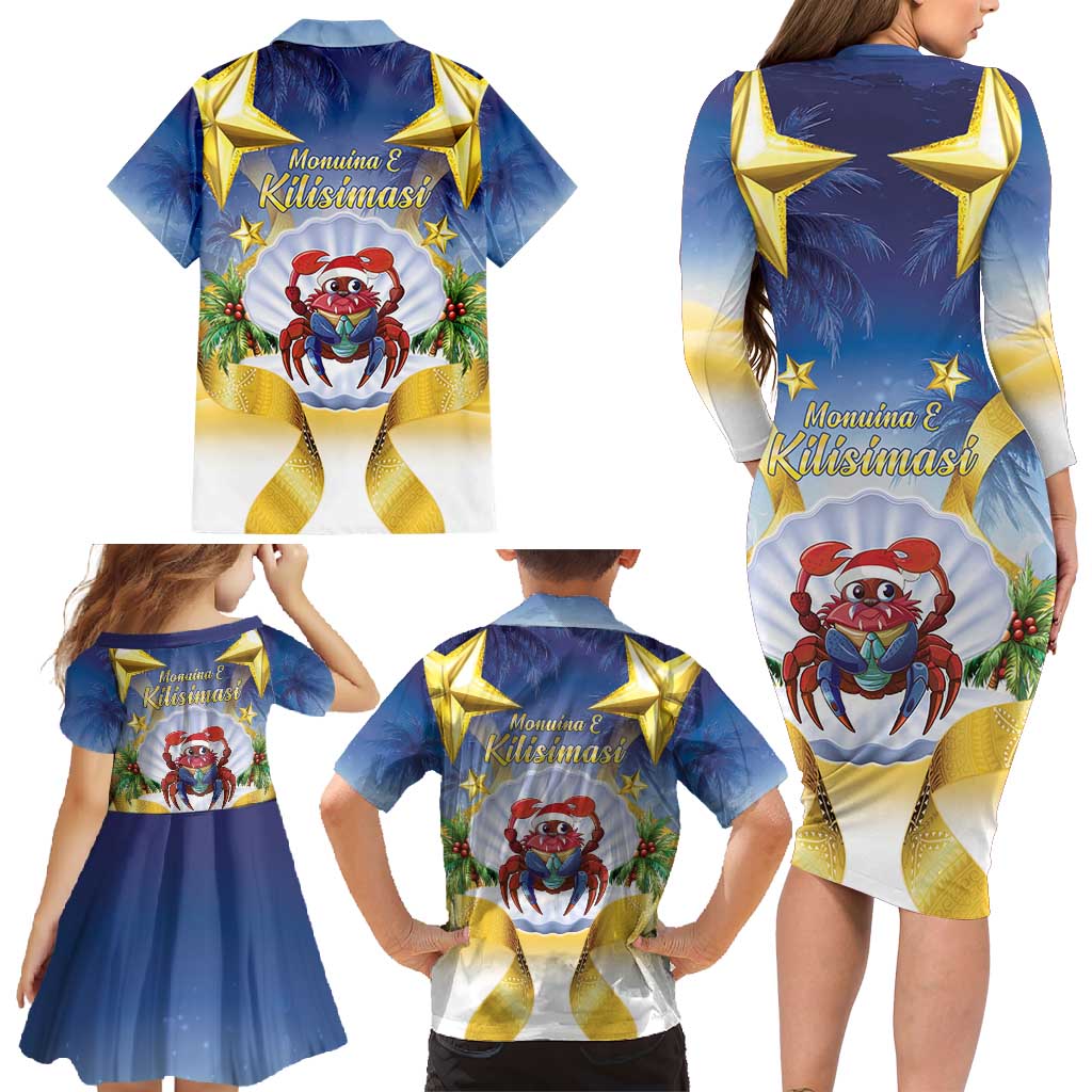 Niue Christmas Family Matching Long Sleeve Bodycon Dress and Hawaiian Shirt Seashell Santa Beach Vibes - Polynesian Pride