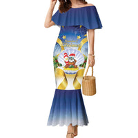 Niue Christmas Family Matching Mermaid Dress and Hawaiian Shirt Seashell Santa Beach Vibes - Polynesian Pride