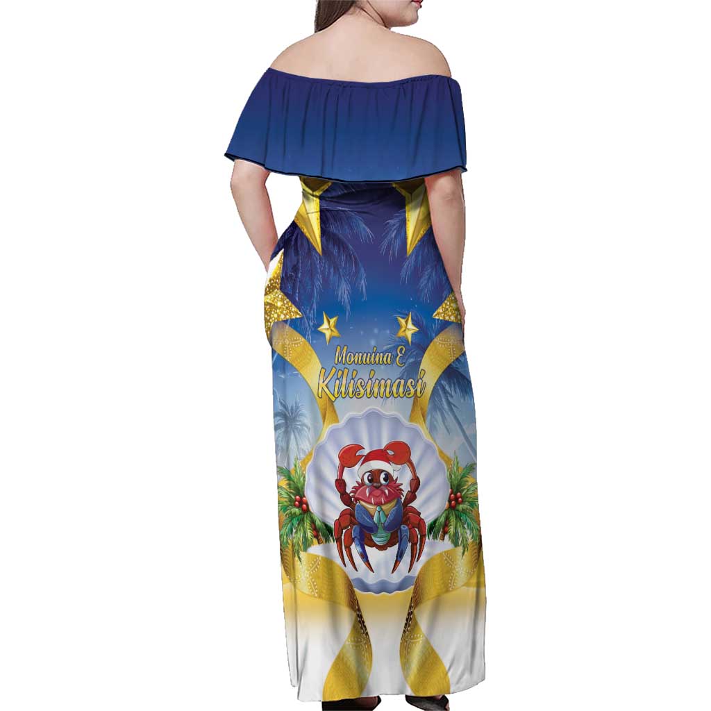 Niue Christmas Family Matching Off Shoulder Maxi Dress and Hawaiian Shirt Seashell Santa Beach Vibes - Polynesian Pride