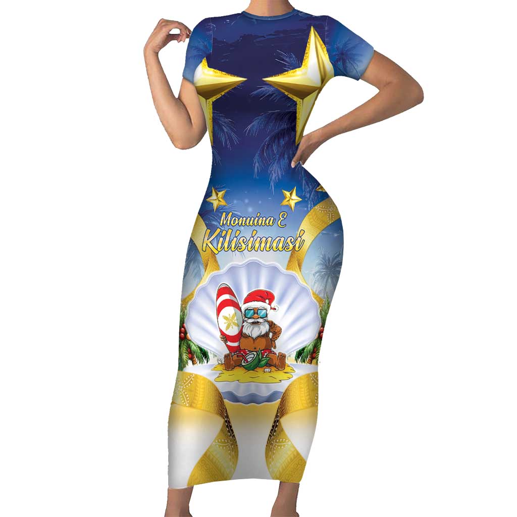 Niue Christmas Family Matching Short Sleeve Bodycon Dress and Hawaiian Shirt Seashell Santa Beach Vibes - Polynesian Pride